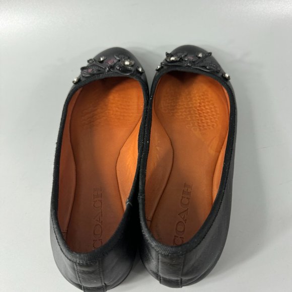 Coach Tea Rose Lola Ballet, Black, Size US 7 - Picture 7 of 14
